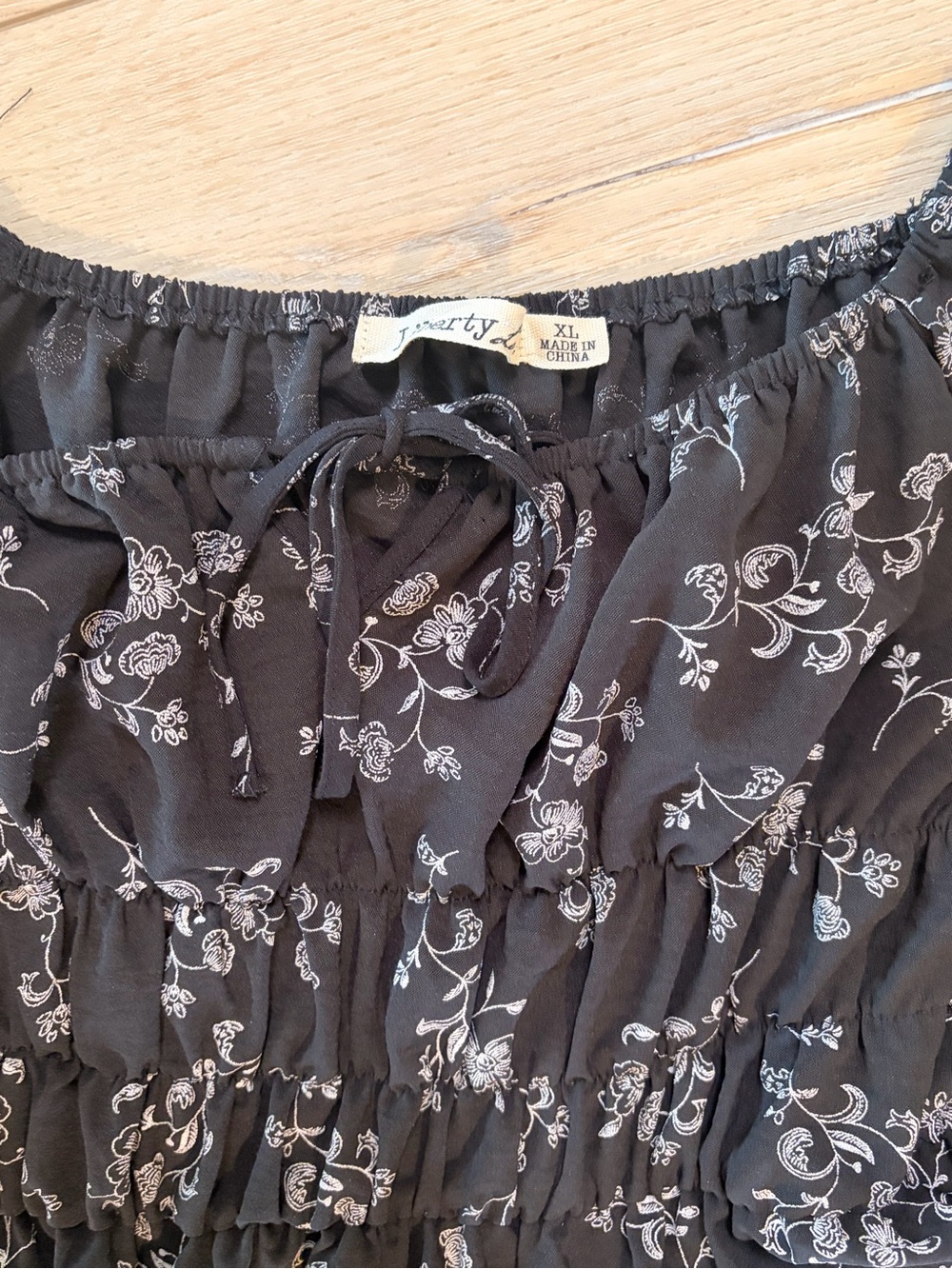 liberty Black Mini Skirt with White Floral Print
